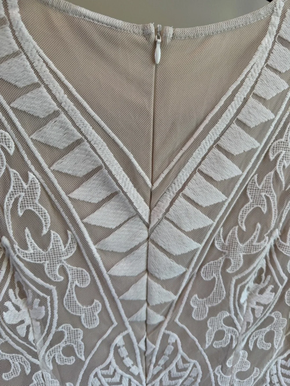 Selfie Leslie White Embroidered Lace Long-Sleeve Dress with pleated ruffle hem - Picture 6 of 8